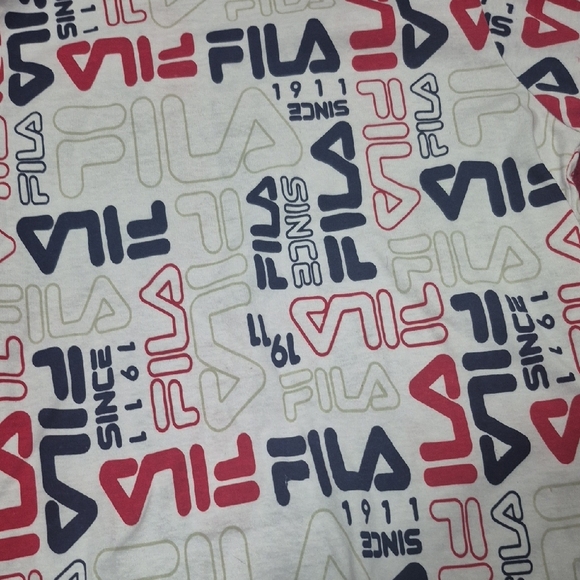FILA Kids All-Over Logo Print T-Shirt White Red Black | Classic Athletic Tee - Picture 7 of 10
